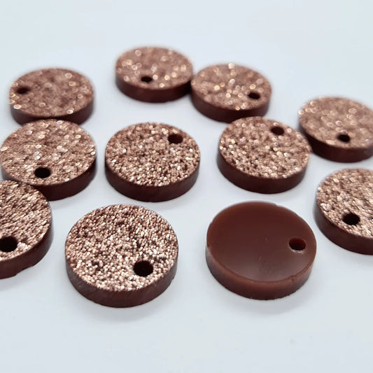 14mm COPPER GLITTER Acrylic Toppers/Studs