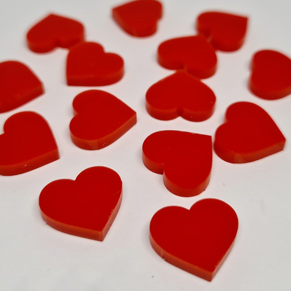 14mm SOLID RED Acrylic HEART Toppers/Studs