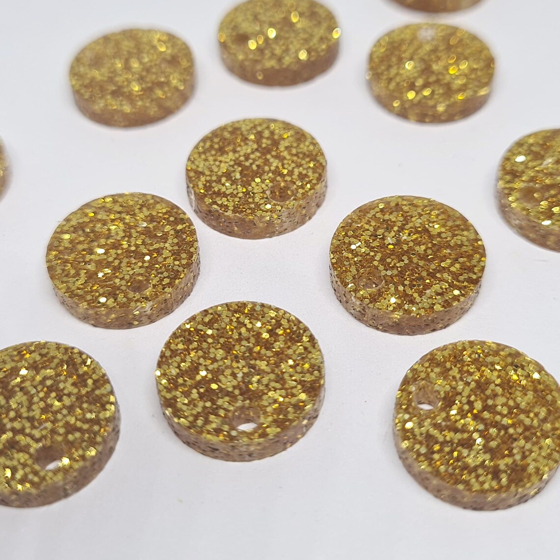 14mm GOLD GLITTER Acrylic Toppers/Studs