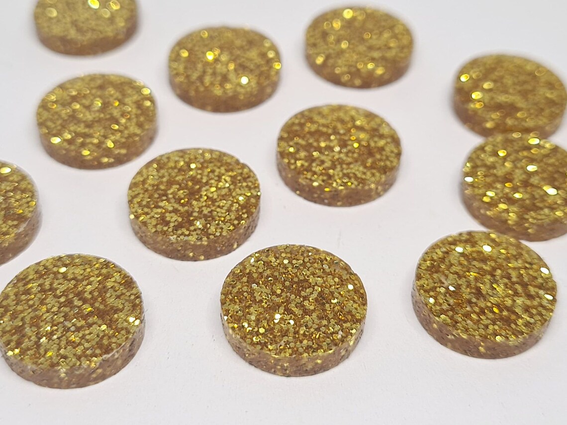 14mm GOLD GLITTER Acrylic Toppers/Studs