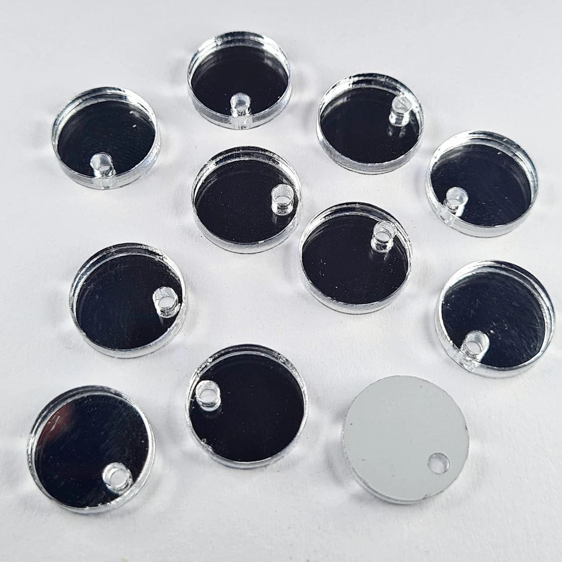 14mm SILVER MIRROR Acrylic Toppers/Studs