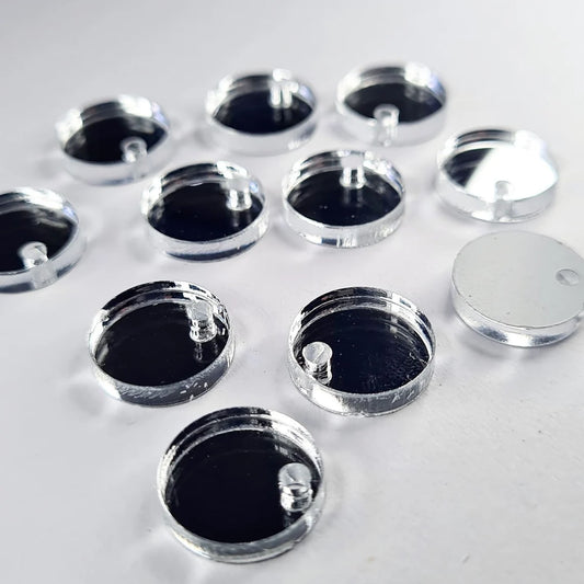 14mm SILVER MIRROR Acrylic Toppers/Studs