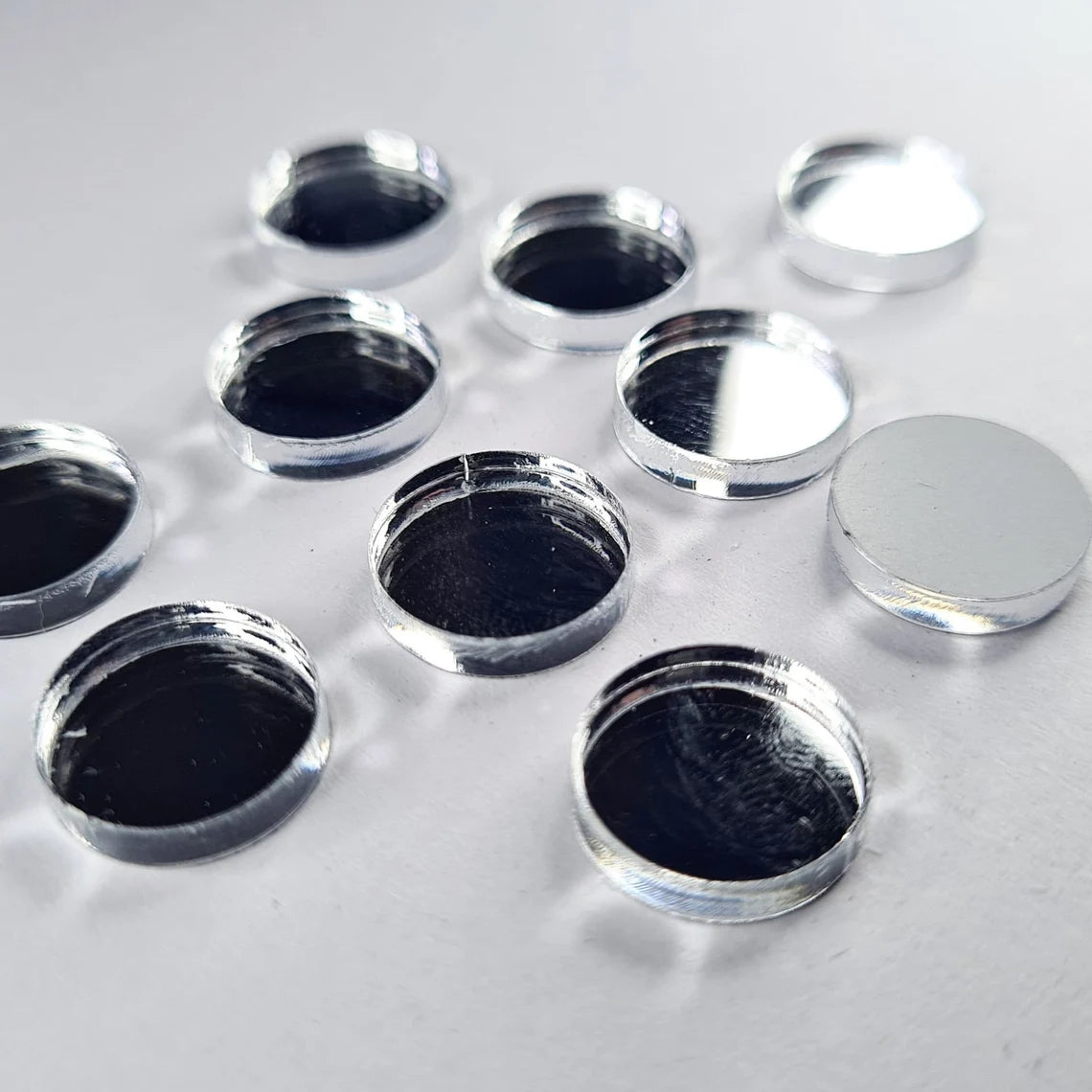 14mm SILVER MIRROR Acrylic Toppers/Studs