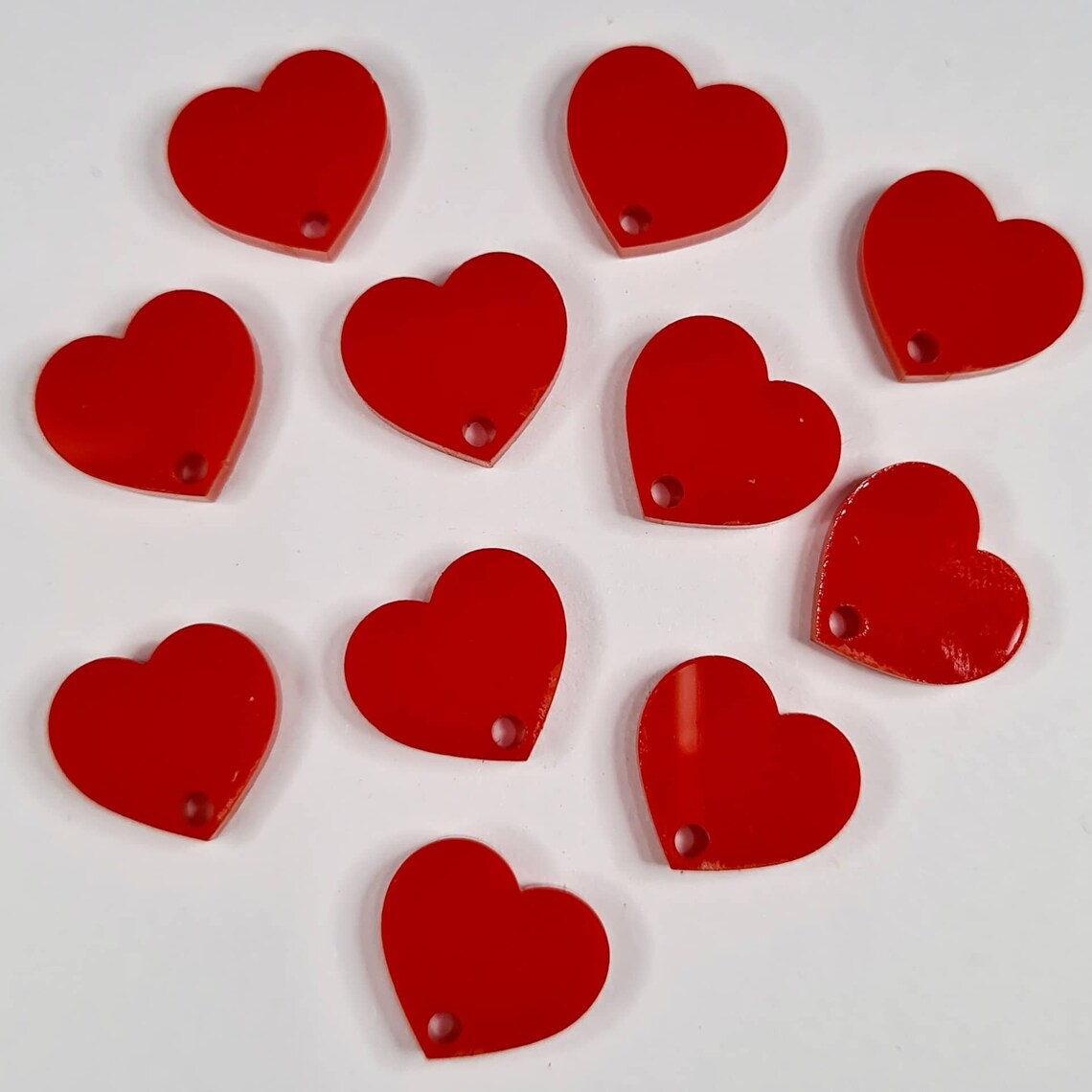 14mm SOLID RED Acrylic HEART Toppers/Studs