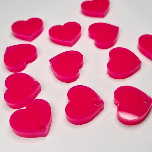 14mm HOT PINK Acrylic HEART Toppers/Studs