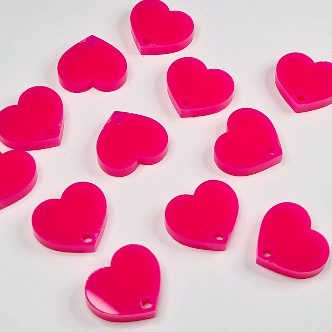 14mm HOT PINK Acrylic HEART Toppers/Studs