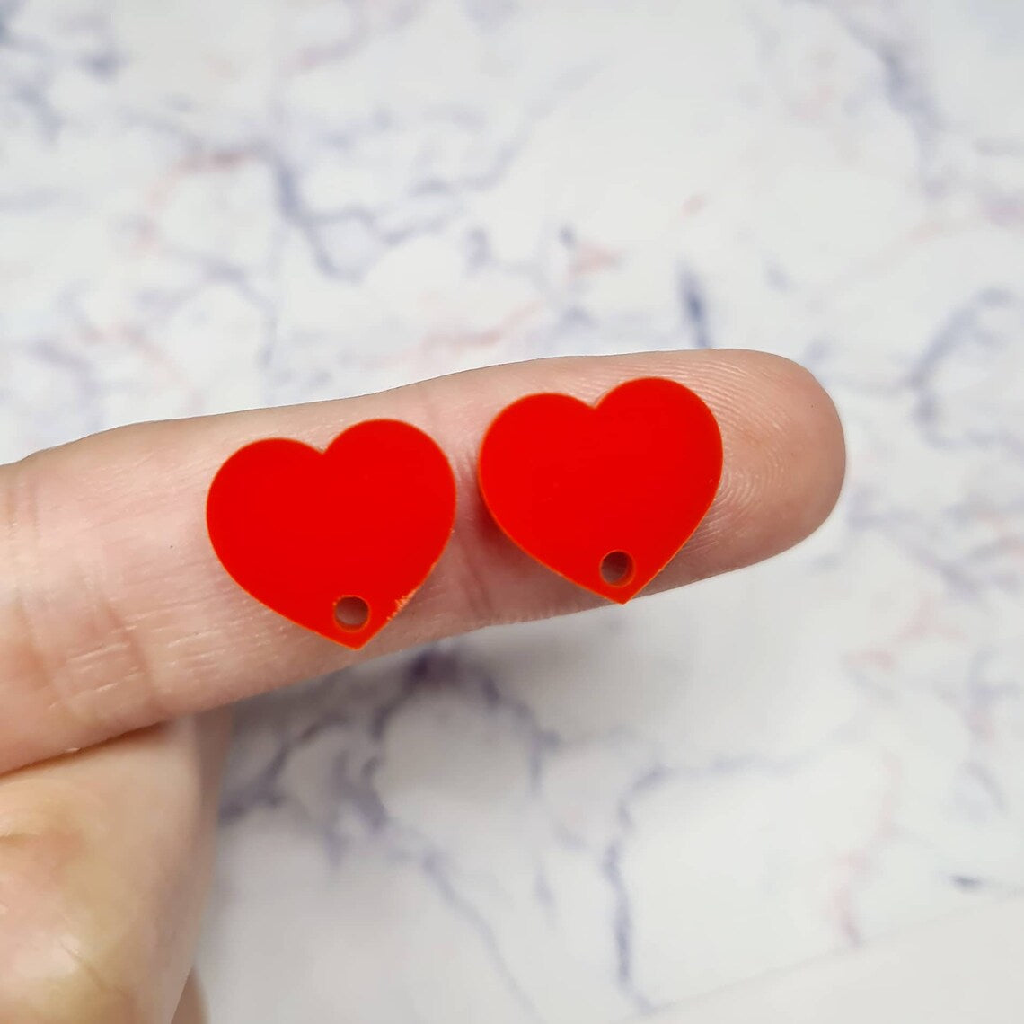 14mm SOLID RED Acrylic HEART Toppers/Studs