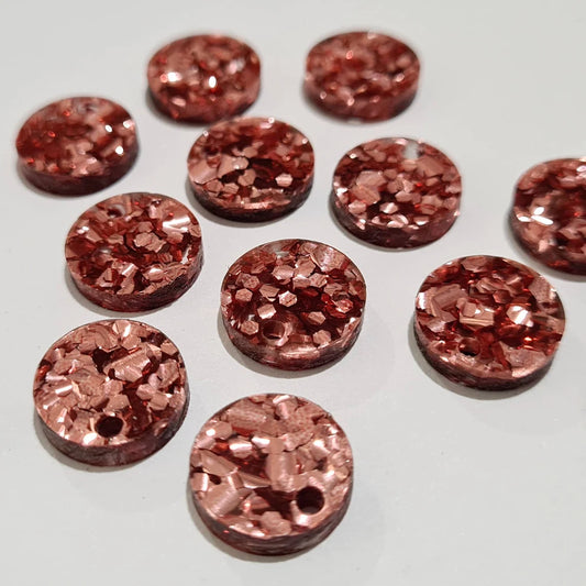 14mm CHUNKY ROSE GOLD GLITTER Acrylic Toppers/Studs