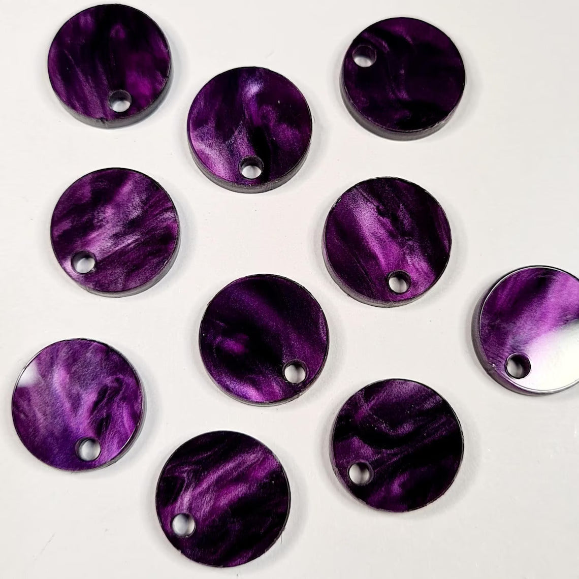 14mm DEEP PURPLE MARBLE Acrylic Toppers/Studs