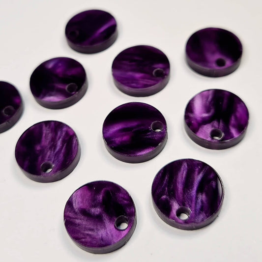 14mm DEEP PURPLE MARBLE Acrylic Toppers/Studs