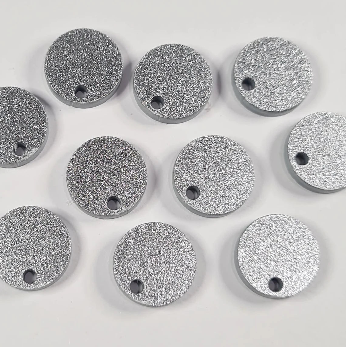 14mm GREY SILVER GLITTER Acrylic Toppers/Studs