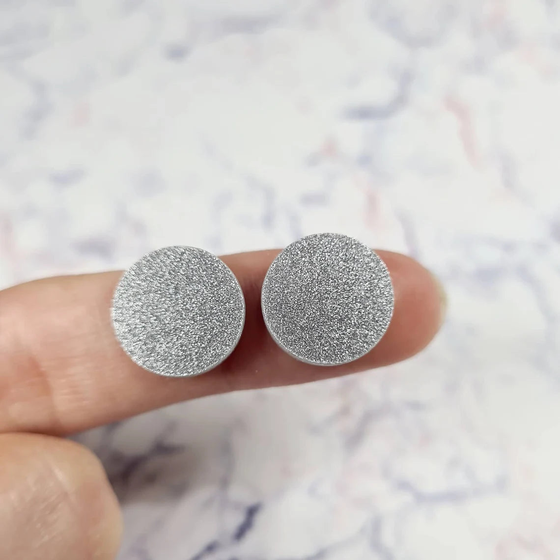 14mm GREY SILVER GLITTER Acrylic Toppers/Studs