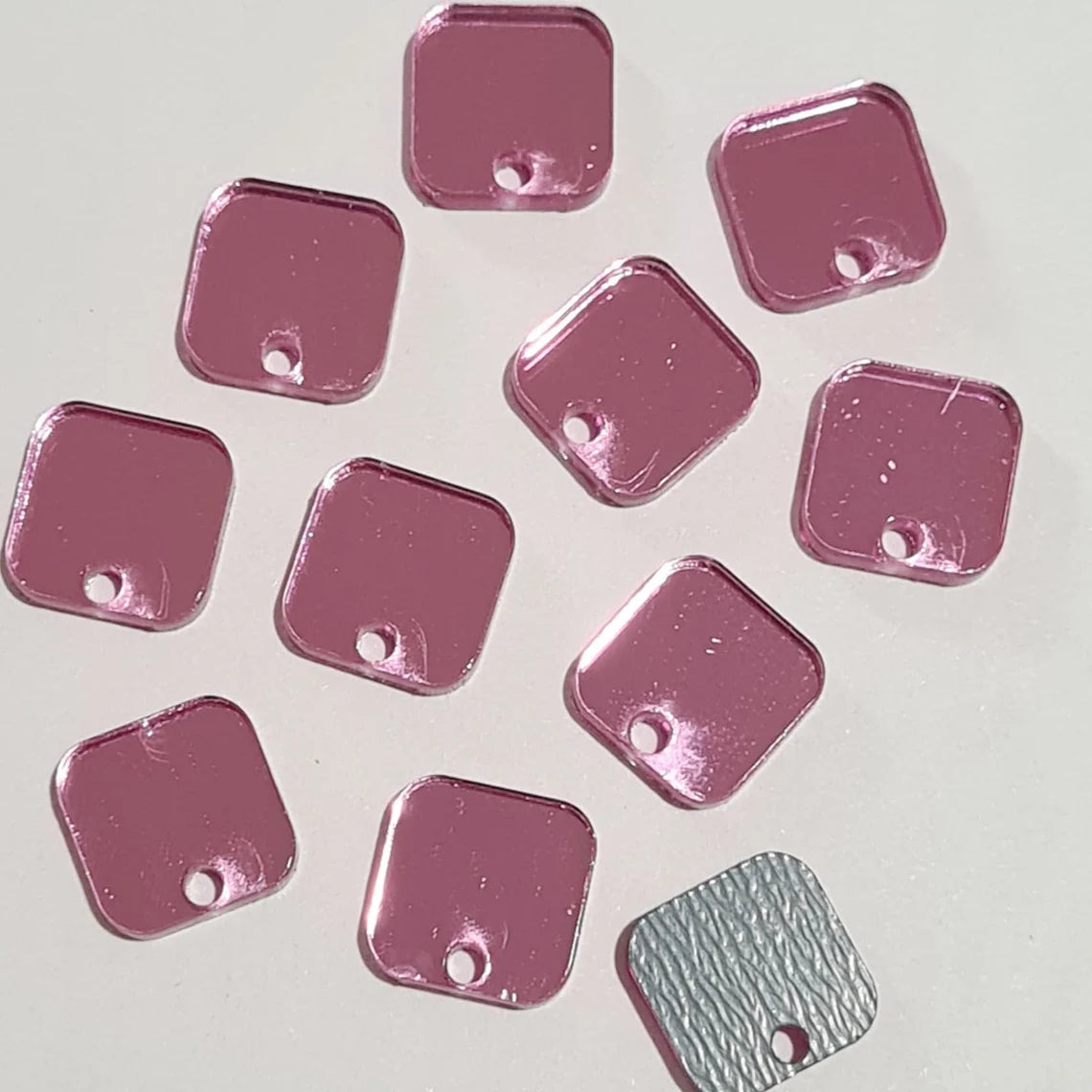 12mm PINK MIRROR Acrylic SQUARES Toppers/Studs