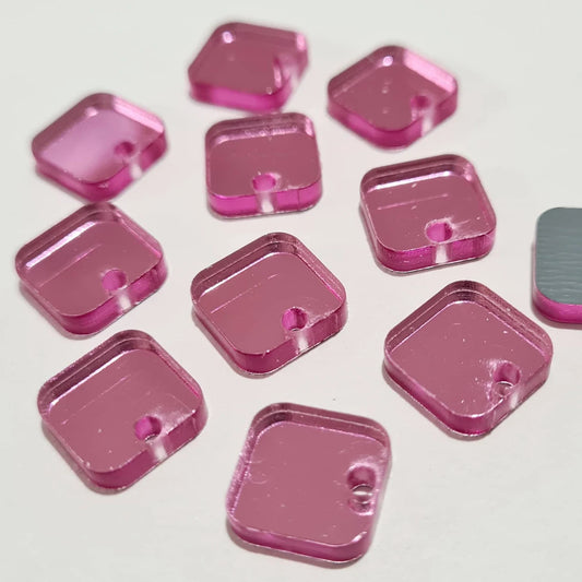 12mm PINK MIRROR Acrylic SQUARES Toppers/Studs