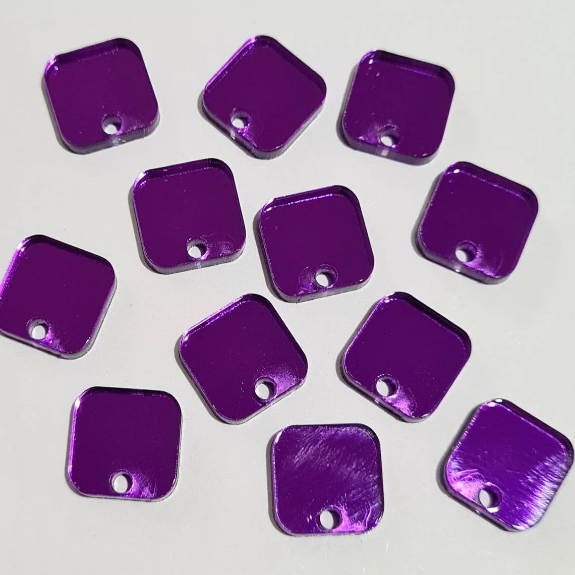 12mm PURPLE MIRROR Acrylic SQUARES Toppers/Studs