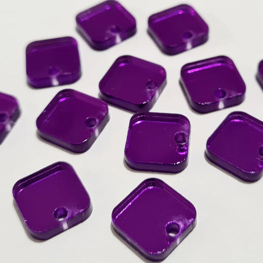 12mm PURPLE MIRROR Acrylic SQUARES Toppers/Studs