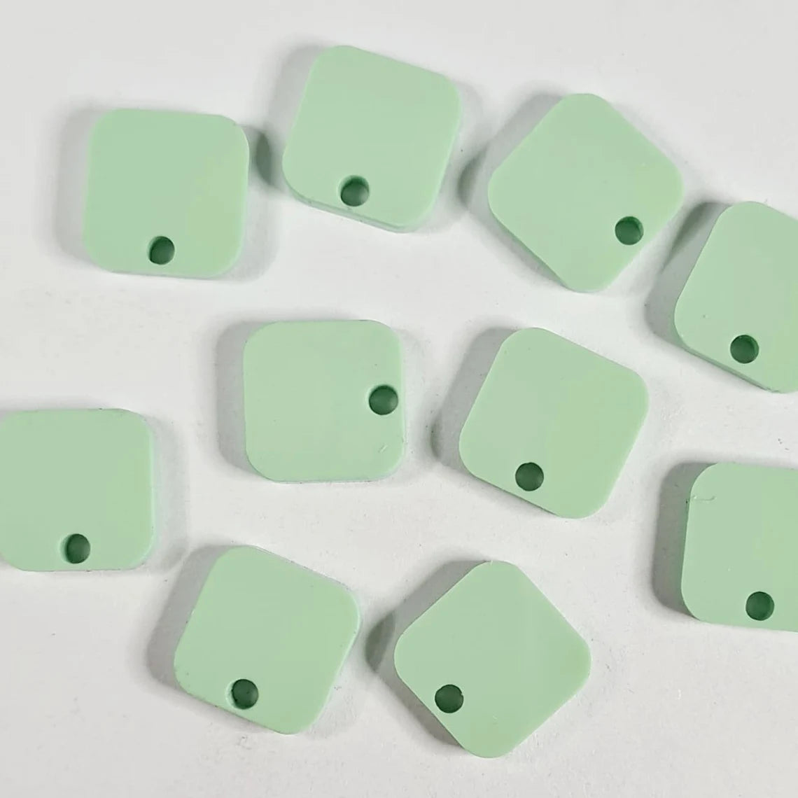 12mm PASTEL MINT Acrylic SQUARES Toppers/Studs