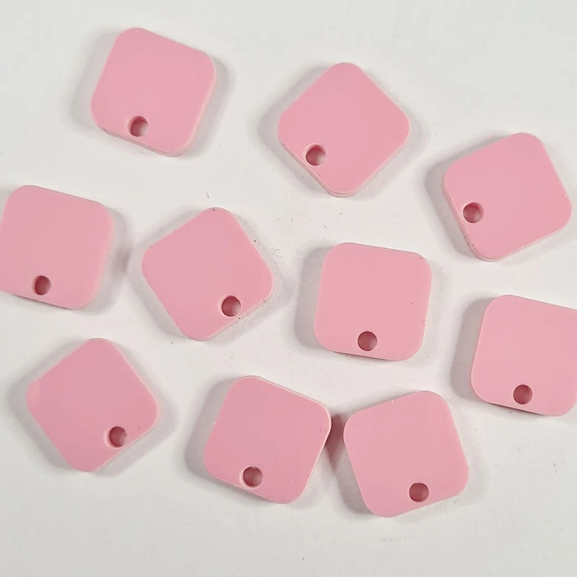 12mm PASTEL PINK Acrylic SQUARES Toppers/Studs