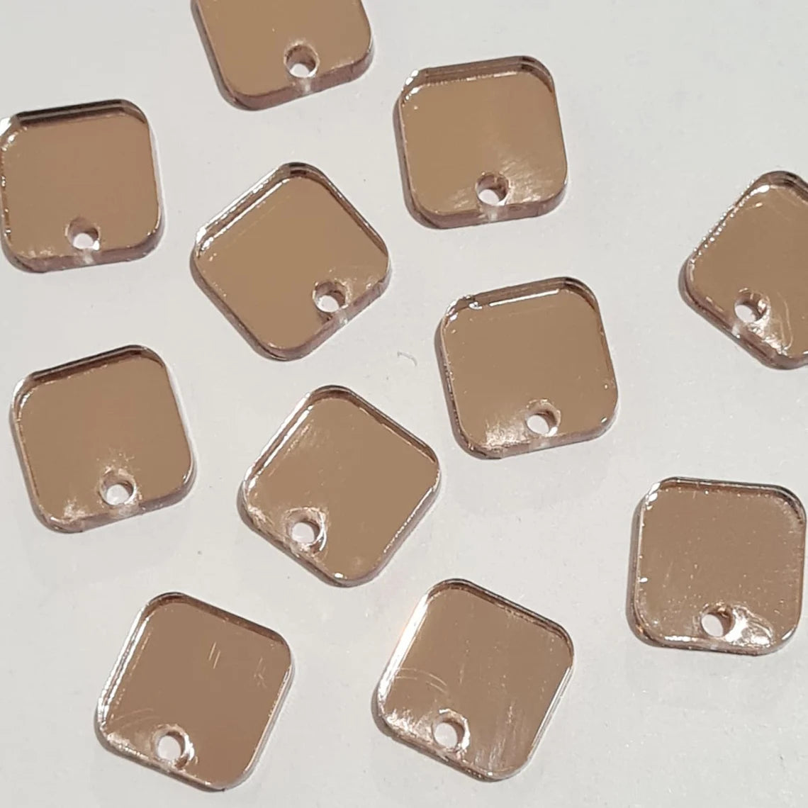 12mm ROSE GOLD MIRROR Acrylic SQUARES Toppers/Studs