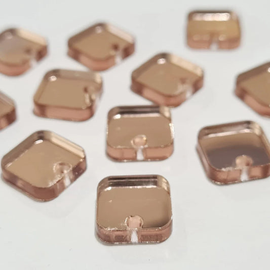 12mm ROSE GOLD MIRROR Acrylic SQUARES Toppers/Studs