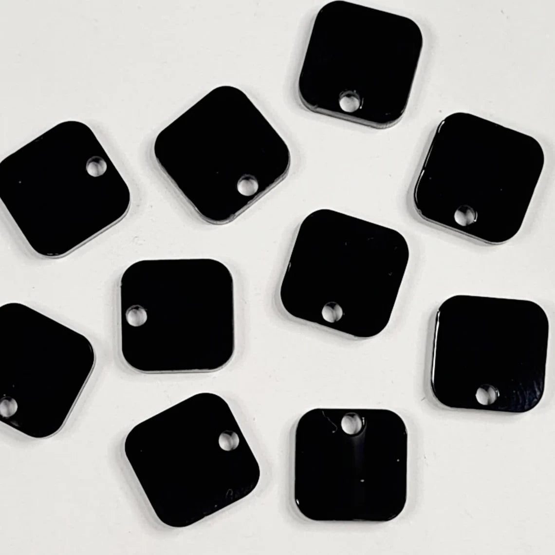 12mm GLOSSY BLACK Acrylic SQUARES Toppers/Studs