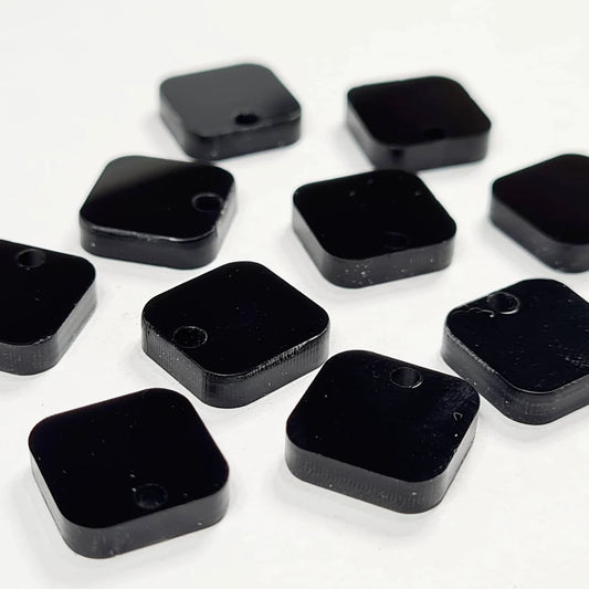 12mm GLOSSY BLACK Acrylic SQUARES Toppers/Studs