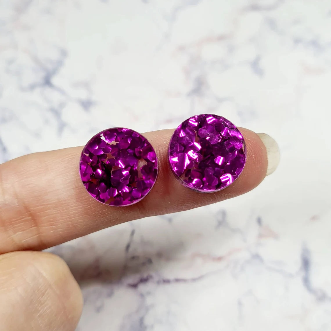 14mm CHUNKY BERRY GLITTER Acrylic Toppers/Studs