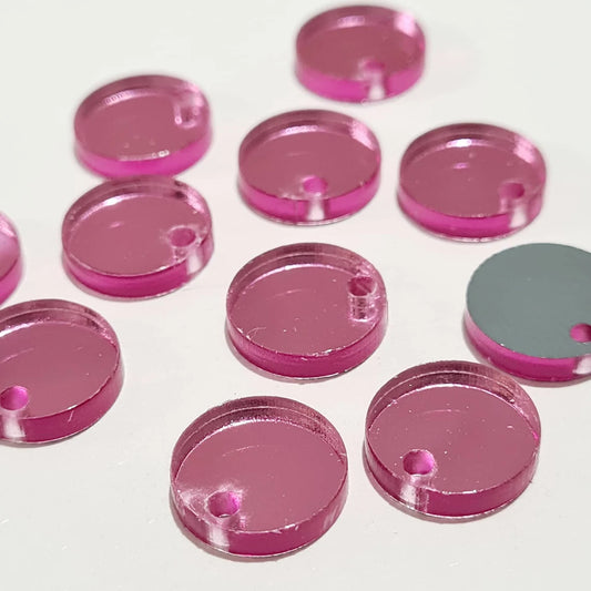14mm PINK MIRROR Acrylic Toppers/Studs