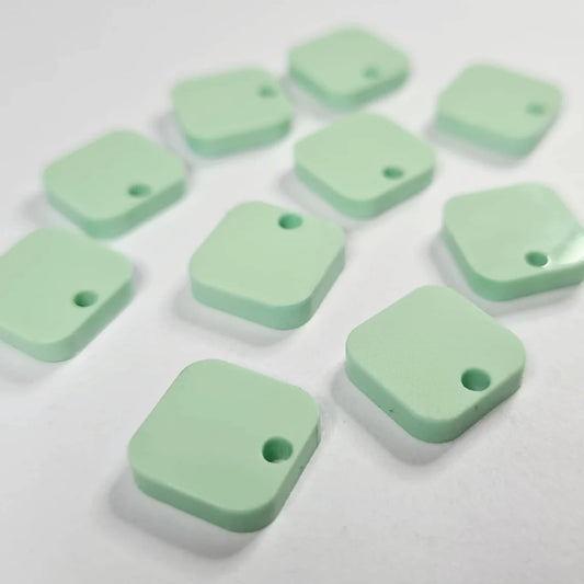 12mm PASTEL MINT Acrylic SQUARES Toppers/Studs