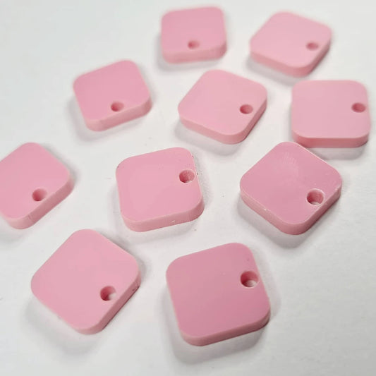 12mm PASTEL PINK Acrylic SQUARES Toppers/Studs