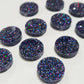 14mm HOLOGRAPHIC BLUE GLITTER Acrylic Toppers/Studs