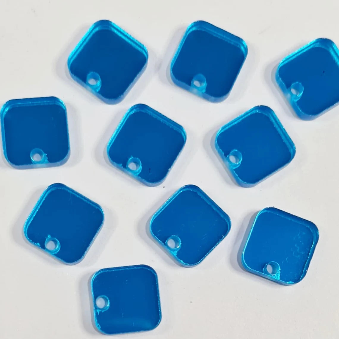 12mm BLUE MIRROR Acrylic SQUARES Toppers/Studs