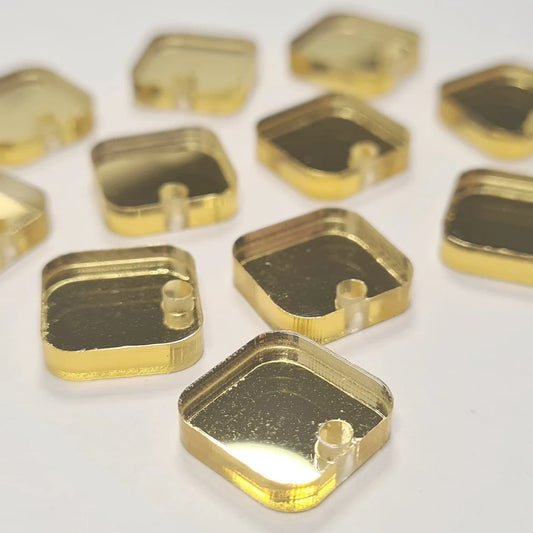 12mm GOLD MIRROR Acrylic SQUARES Toppers/Studs