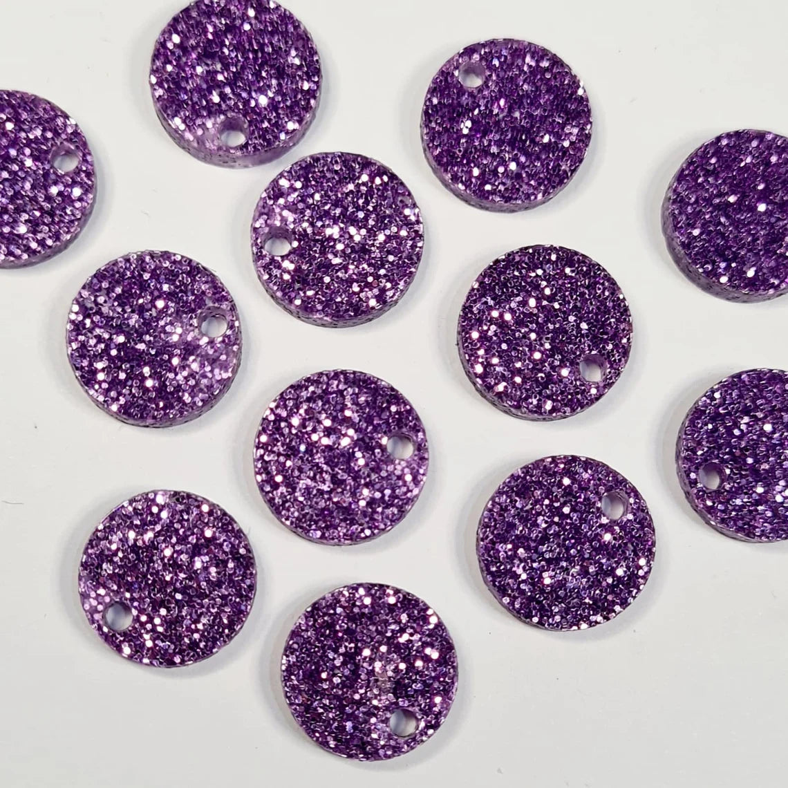 14mm LIGHT PURPLE GLITTER Acrylic Toppers/Studs