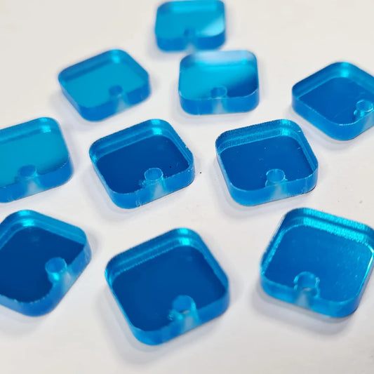 12mm BLUE MIRROR Acrylic SQUARES Toppers/Studs