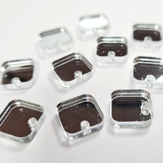 12mm SILVER MIRROR Acrylic SQUARES Toppers/Studs