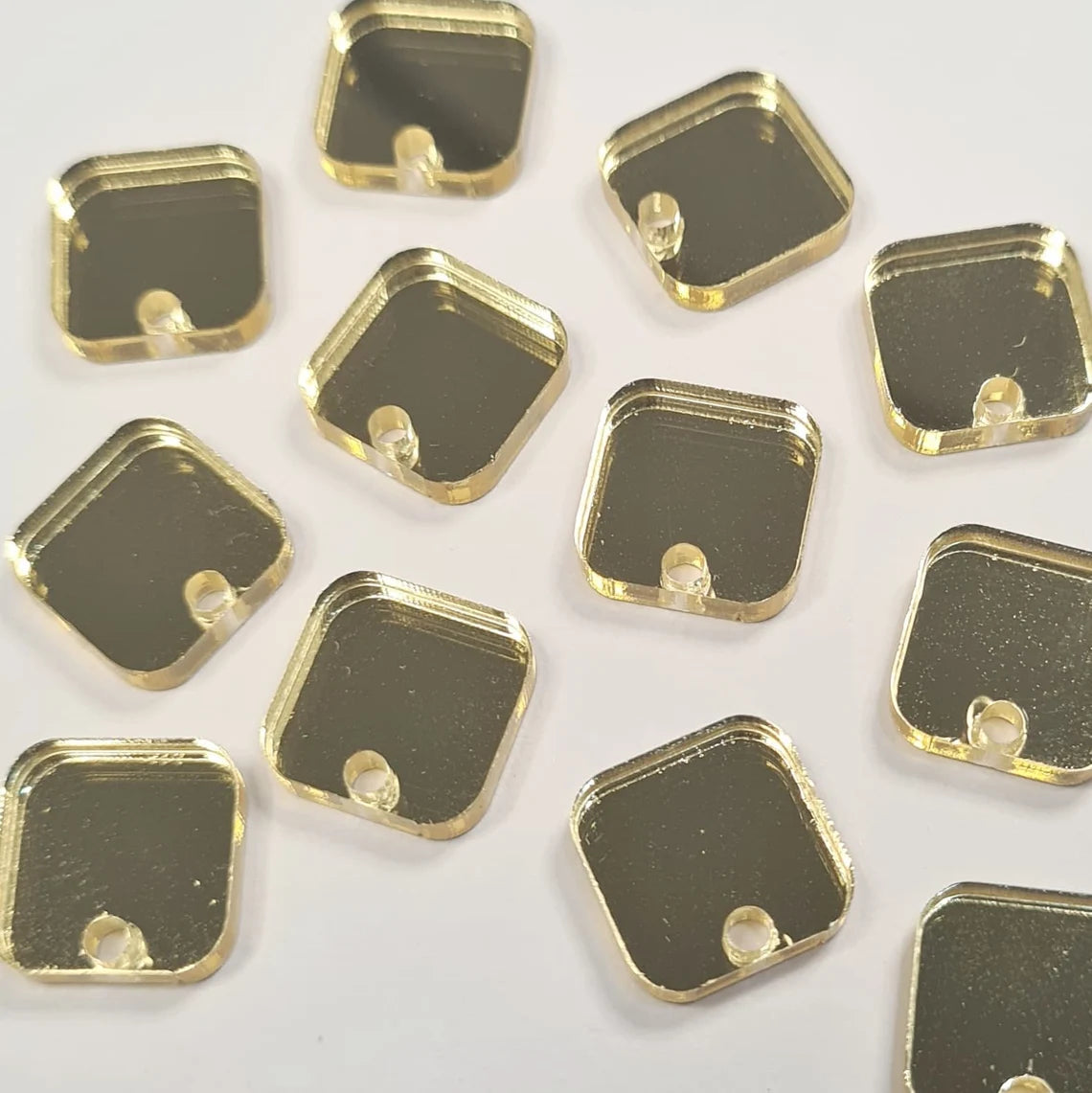 12mm GOLD MIRROR Acrylic SQUARES Toppers/Studs