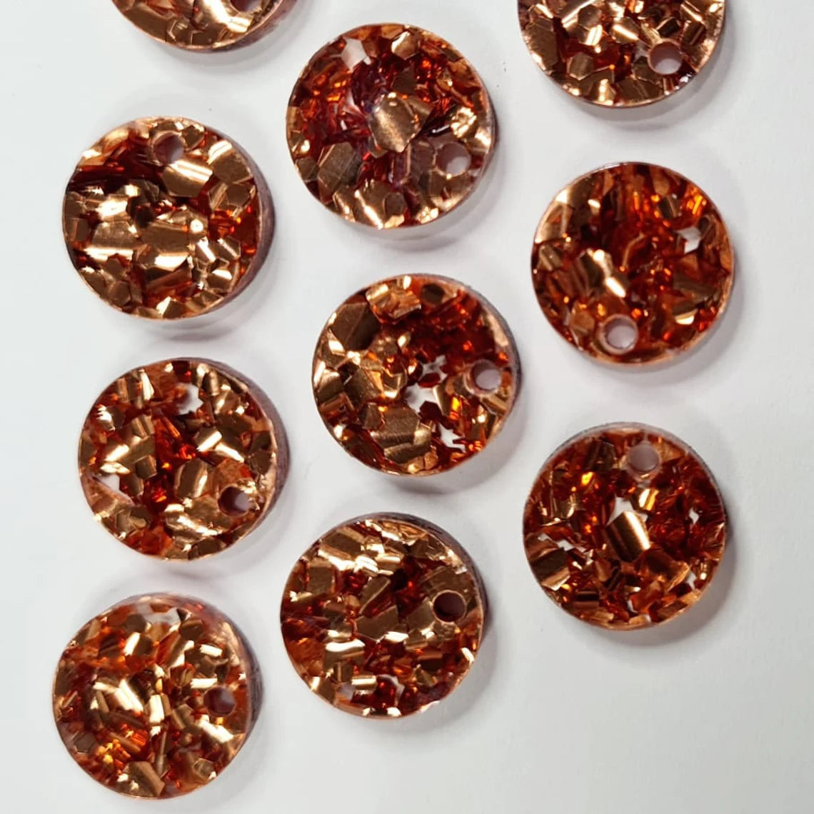 14mm CHUNKY COPPER GLITTER Acrylic Toppers/Studs