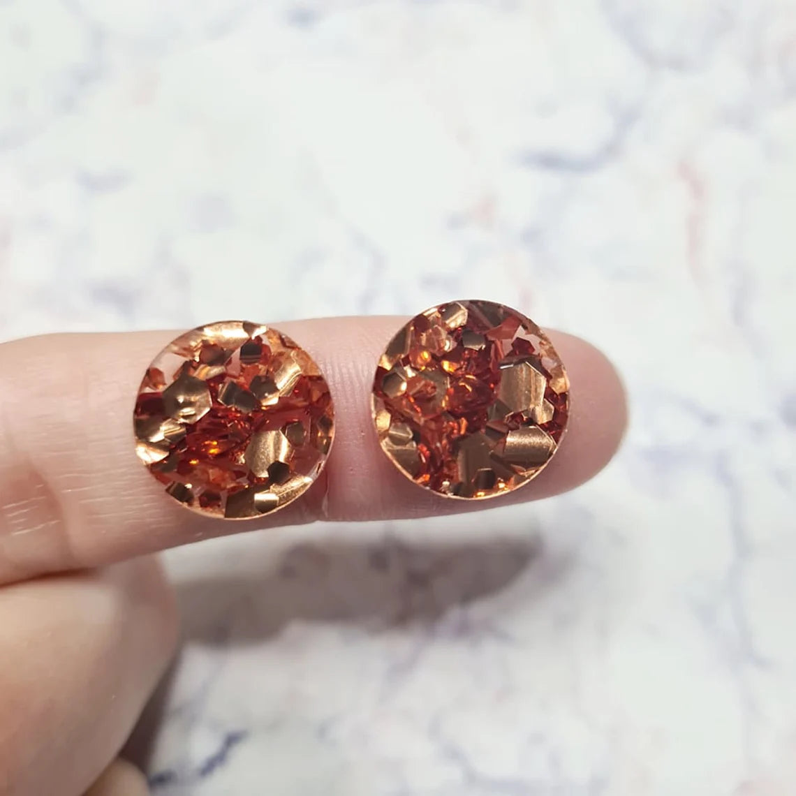 14mm CHUNKY COPPER GLITTER Acrylic Toppers/Studs