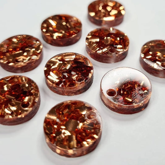 14mm CHUNKY COPPER GLITTER Acrylic Toppers/Studs