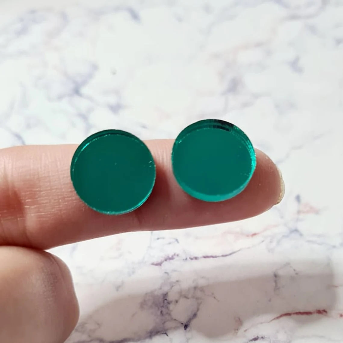 14mm GREEN MIRROR Acrylic Toppers/Studs