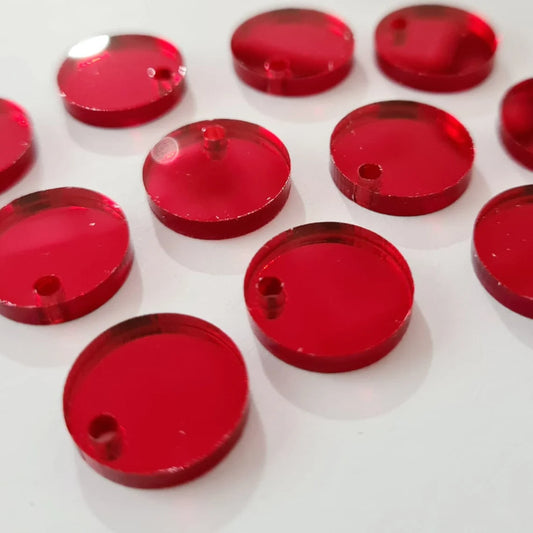14mm RED MIRROR Acrylic Toppers/Studs
