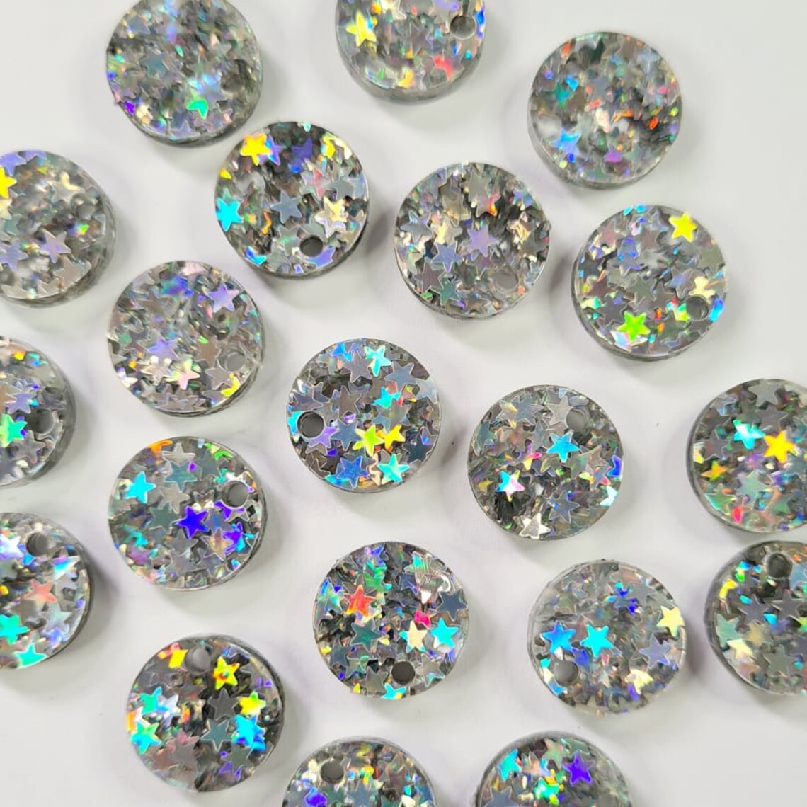 14mm CHUNKY STAR GLITTER Acrylic Toppers/Studs