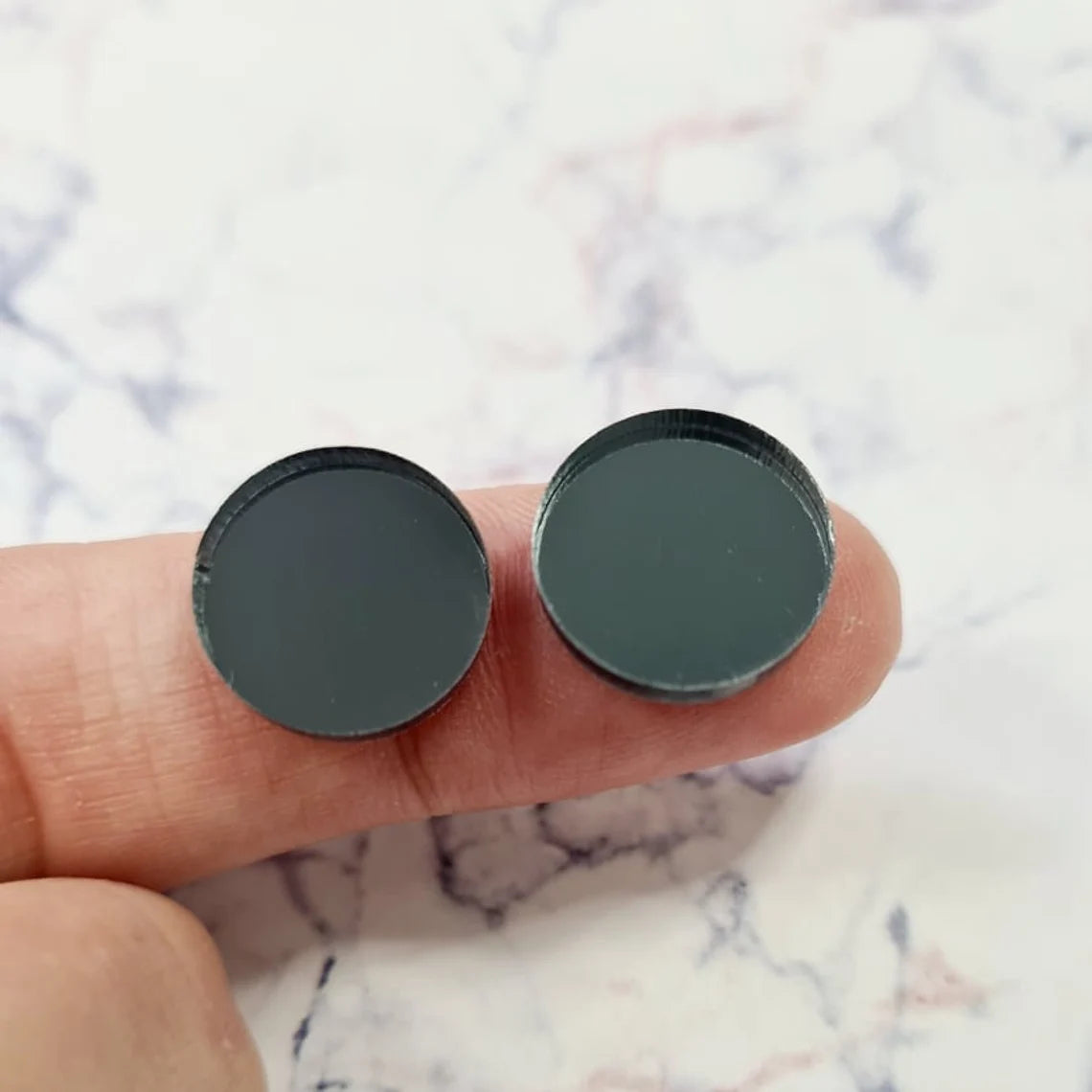 14mm GUN METAL GREY MIRROR Acrylic Toppers/Studs