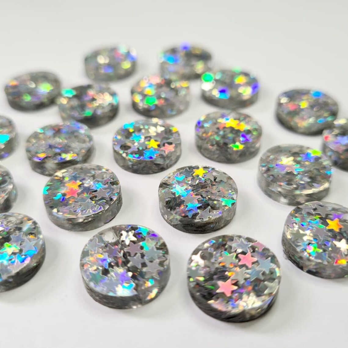 14mm CHUNKY STAR GLITTER Acrylic Toppers/Studs