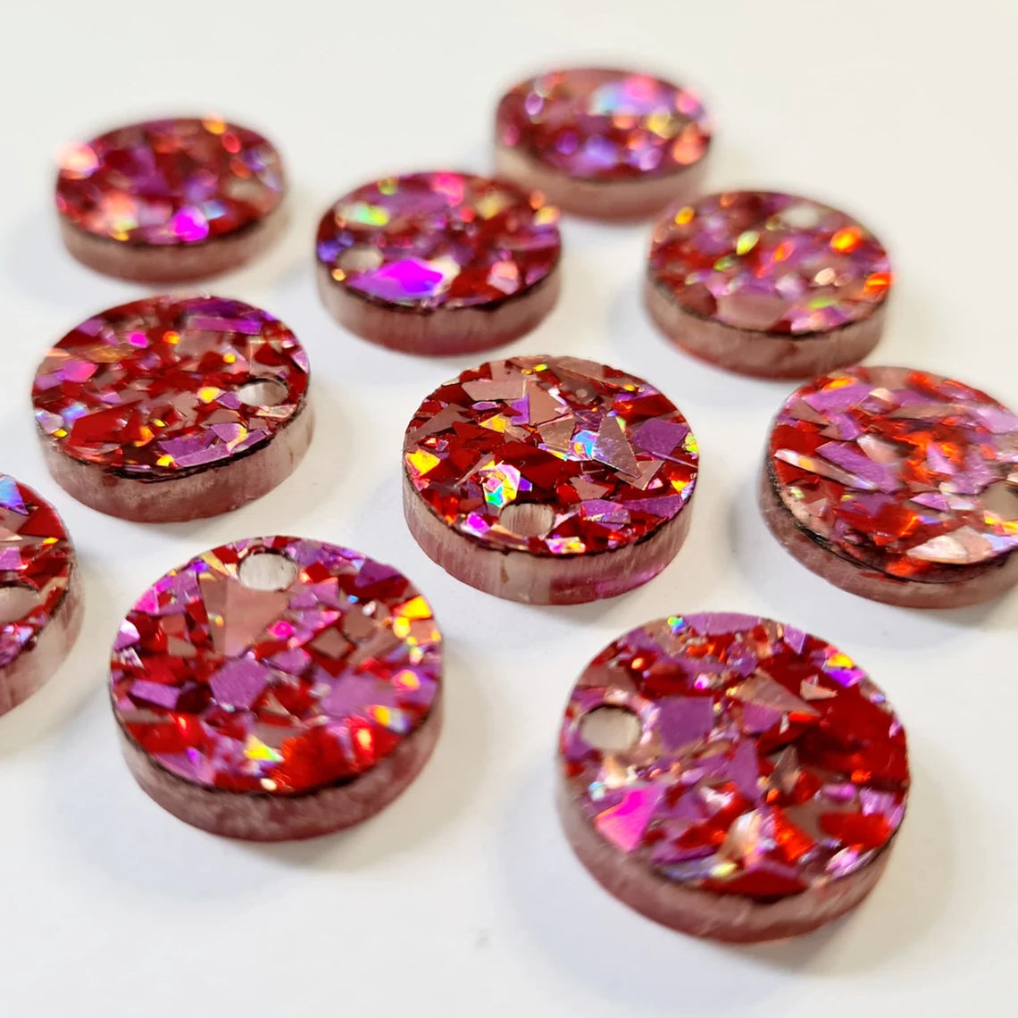 14mm CHUNKY LOVE GLITTER Acrylic Toppers/Studs