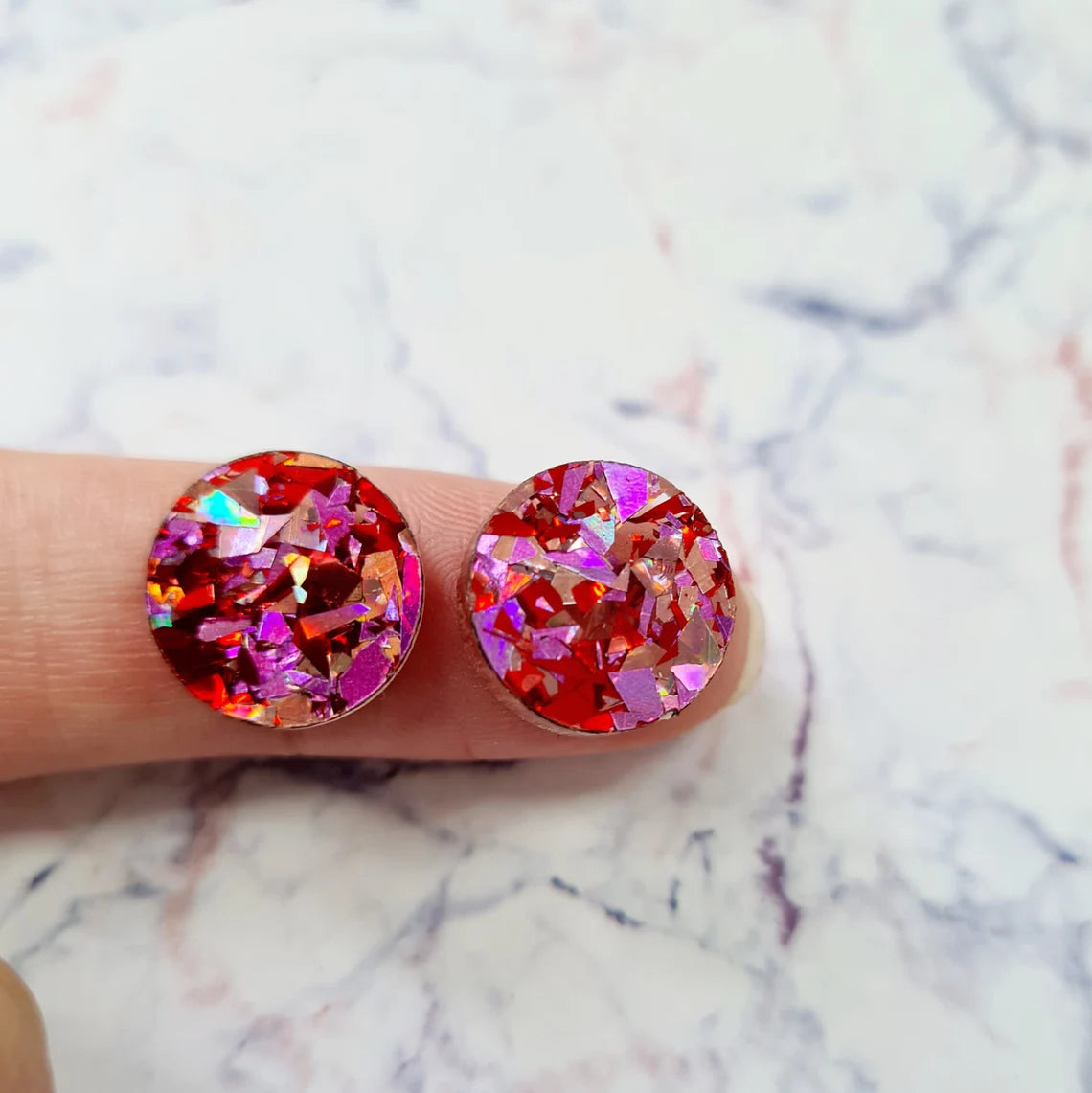 14mm CHUNKY LOVE GLITTER Acrylic Toppers/Studs