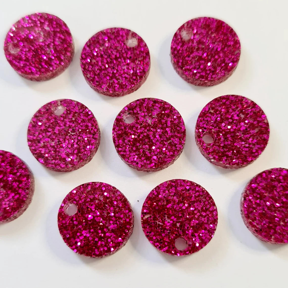 14mm HOT PINK GLITTER Acrylic Toppers/Studs