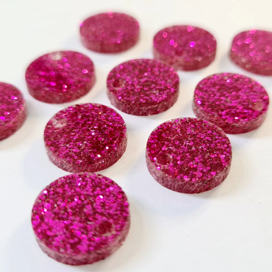 14mm HOT PINK GLITTER Acrylic Toppers/Studs