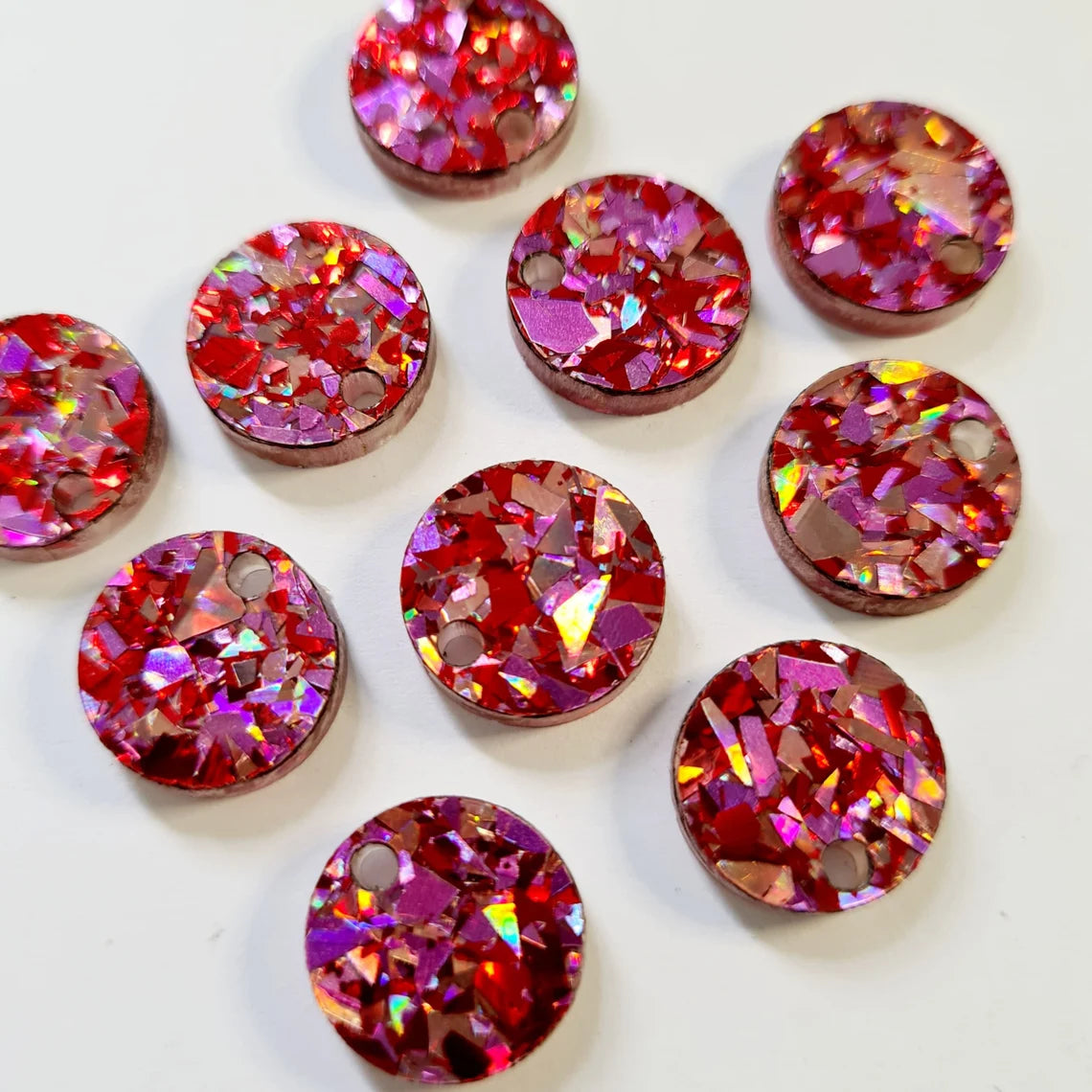 14mm CHUNKY LOVE GLITTER Acrylic Toppers/Studs